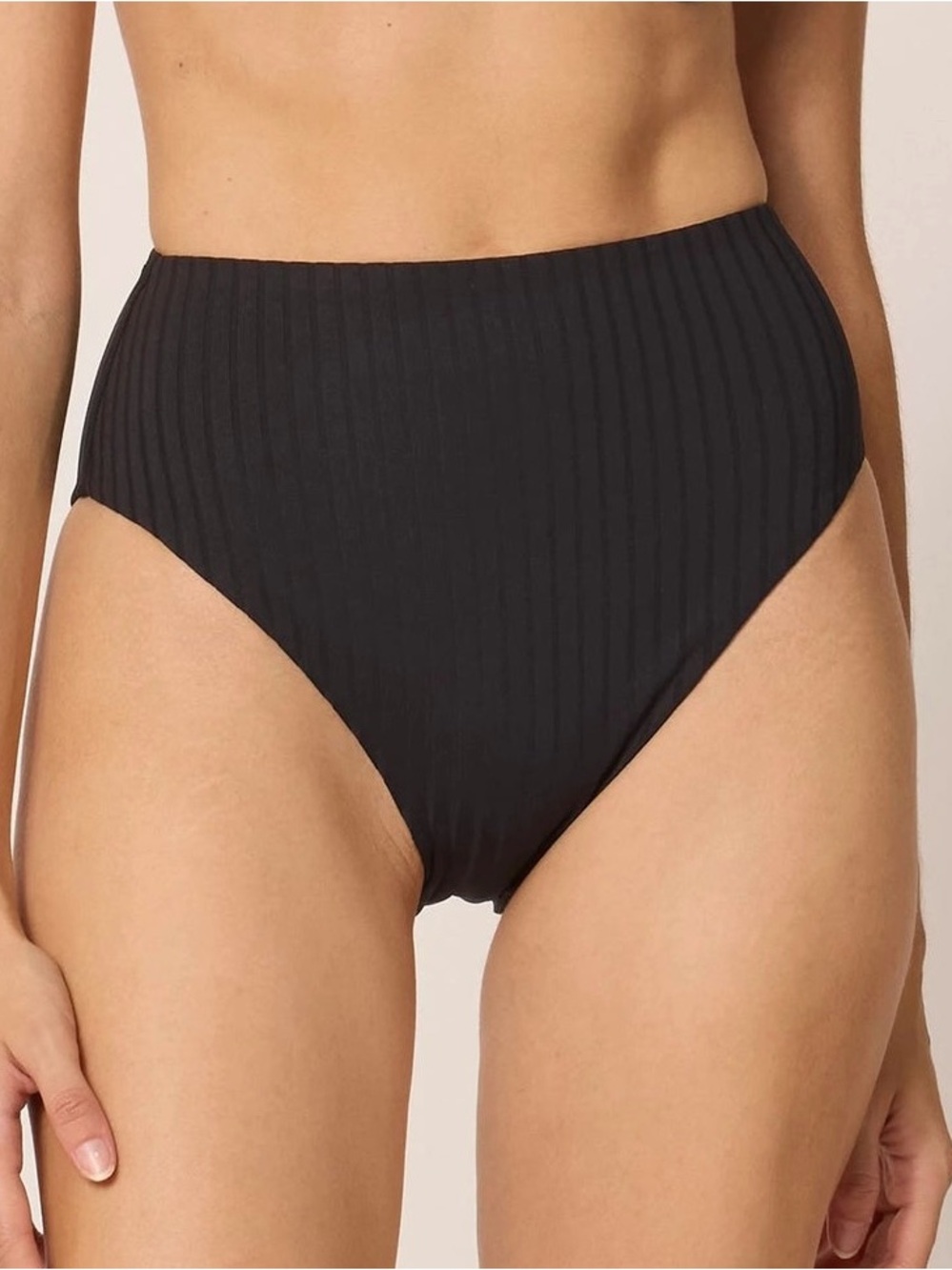 NWT SIZE S Cleobella Black Ribbed High-Waist Bikini Bottoms